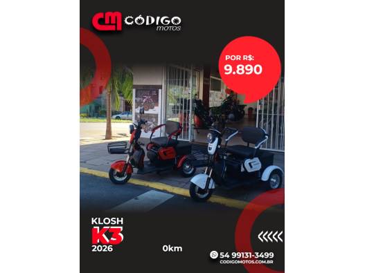 KLOSH - K3 - 2026/2026 - Preta - R$ 9.890,00